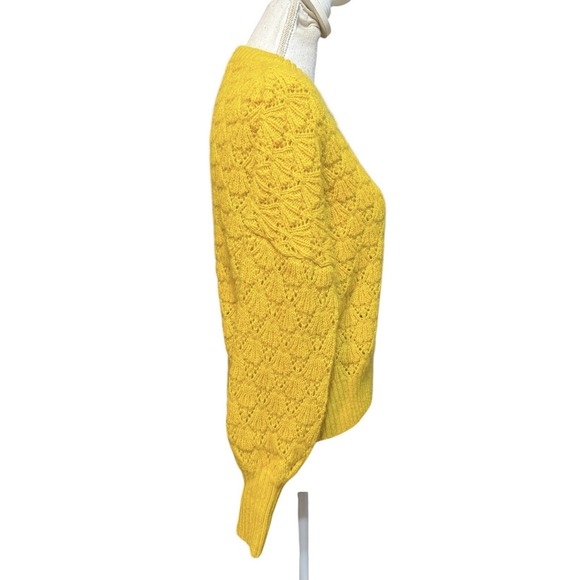 Boden Chunky Pointelle Crew Neck Soft Sweater Yellow Size Small - Picture 3 of 6